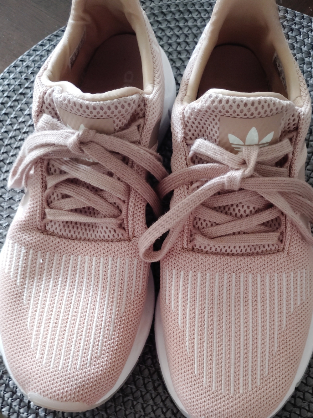 Adidas Womens Pale Pink Knit Running Sneakers